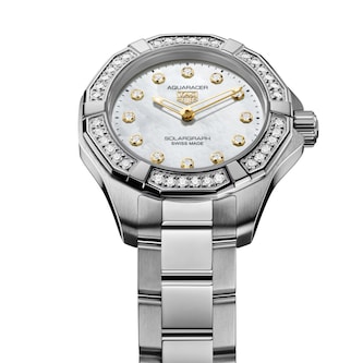 TAG Heuer Aquaracer Professional 100 Solargraph 28mm Ladies Watch White Mother Of Pearl TAG Heuer Aquaracer Professional 100 Solargraph 28mm Ladies Watch White Mother Of Pearl