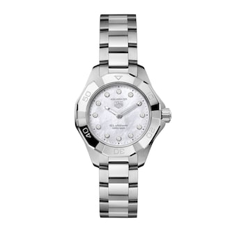 TAG Heuer Aquaracer Professional 100 Solargraph 28mm Ladies Watch White Mother Of Pearl