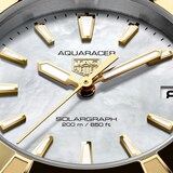 TAG Heuer Aquaracer Professional 200 Solargraph 34mm Ladies Watch 18k Yellow Gold