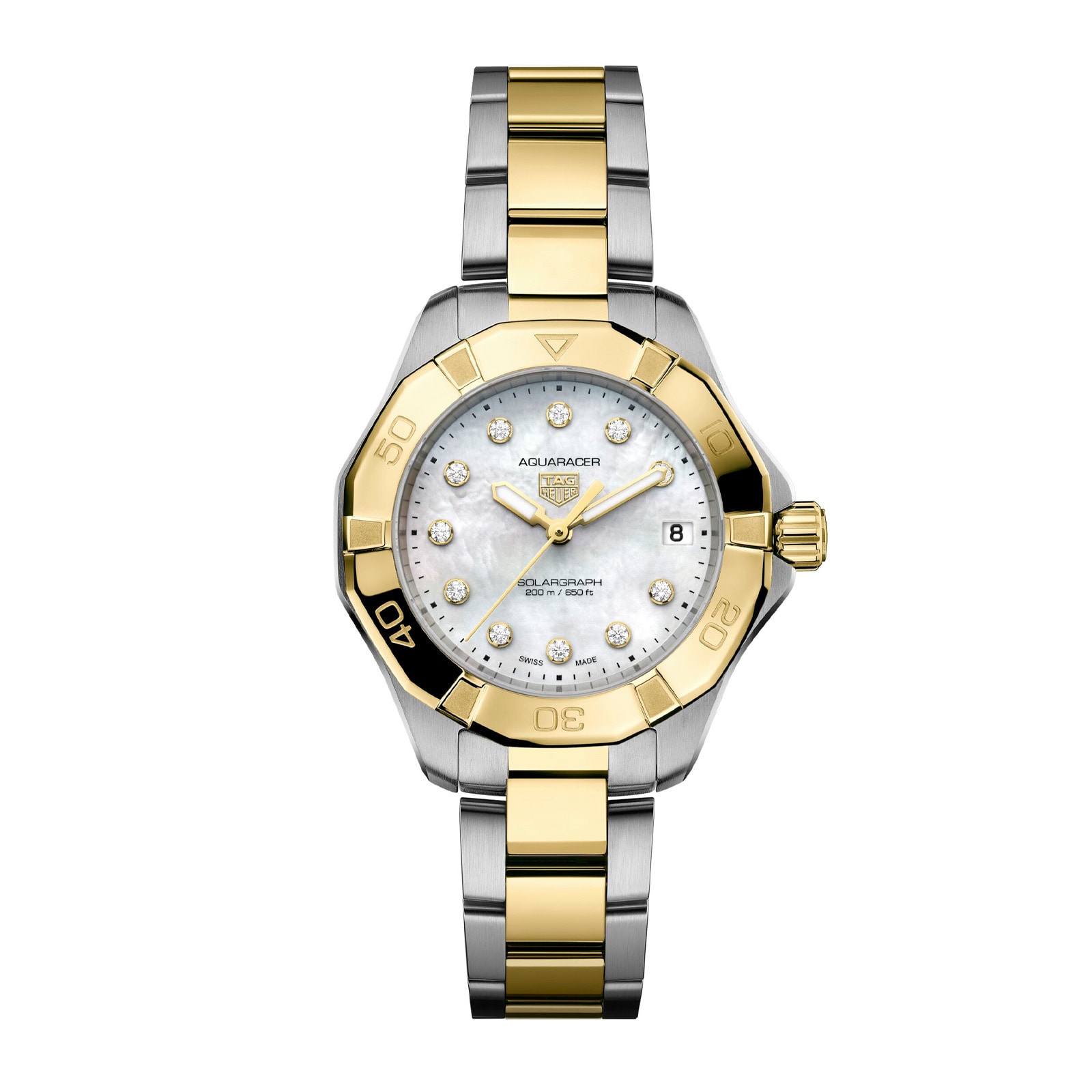 TAG Heuer Aquaracer Professional 200 34mm Ladies Watch 18k Yellow Gold