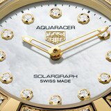 TAG Heuer Aquaracer Professional 100 Solargraph 28mm Ladies Watch 18k Yellow Gold