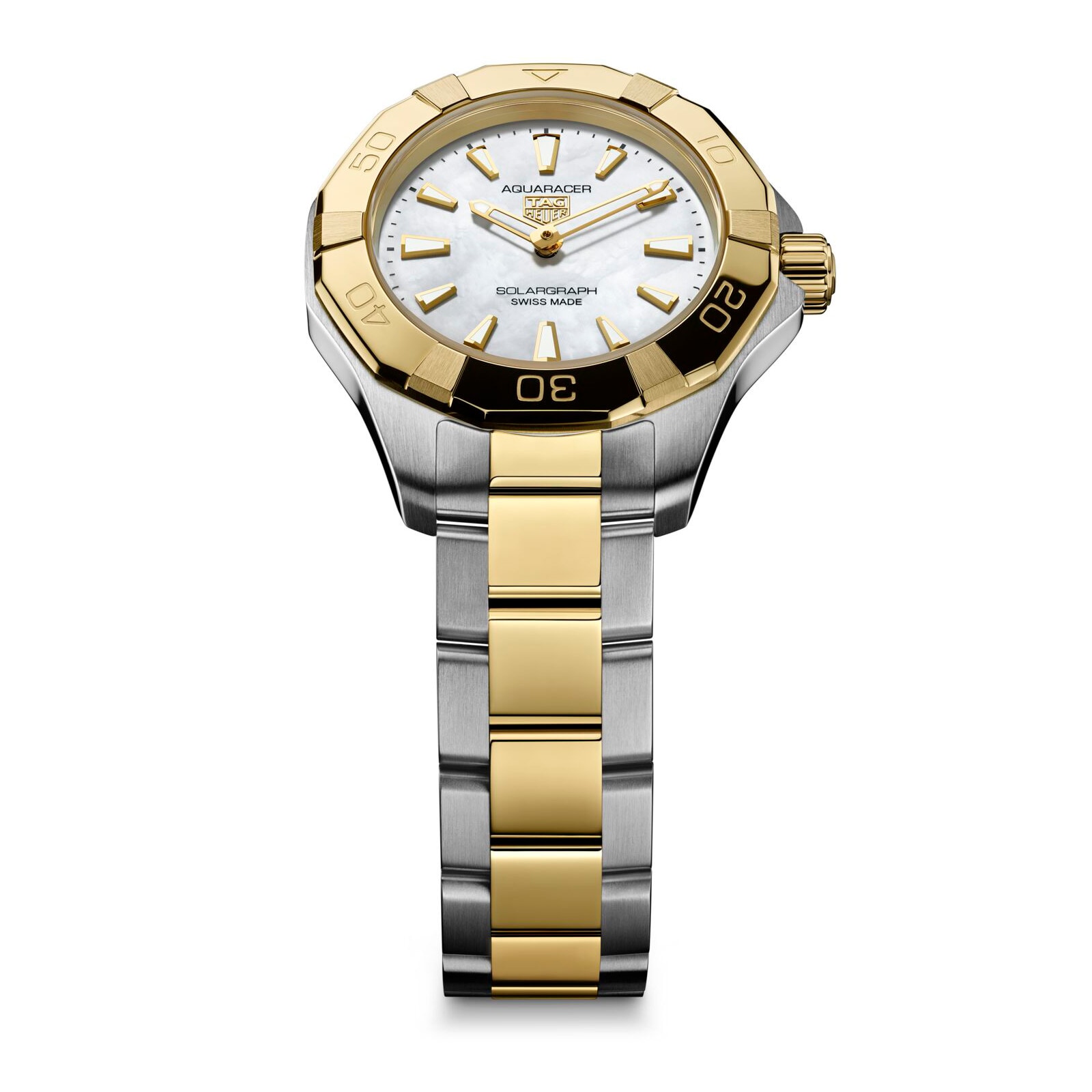 TAG Heuer Aquaracer Professional 100 Solargraph 28mm Ladies Watch 18k Yellow Gold TAG Heuer Aquaracer Professional 100 Solargraph 28mm Ladies Watch 18k Yellow Gold