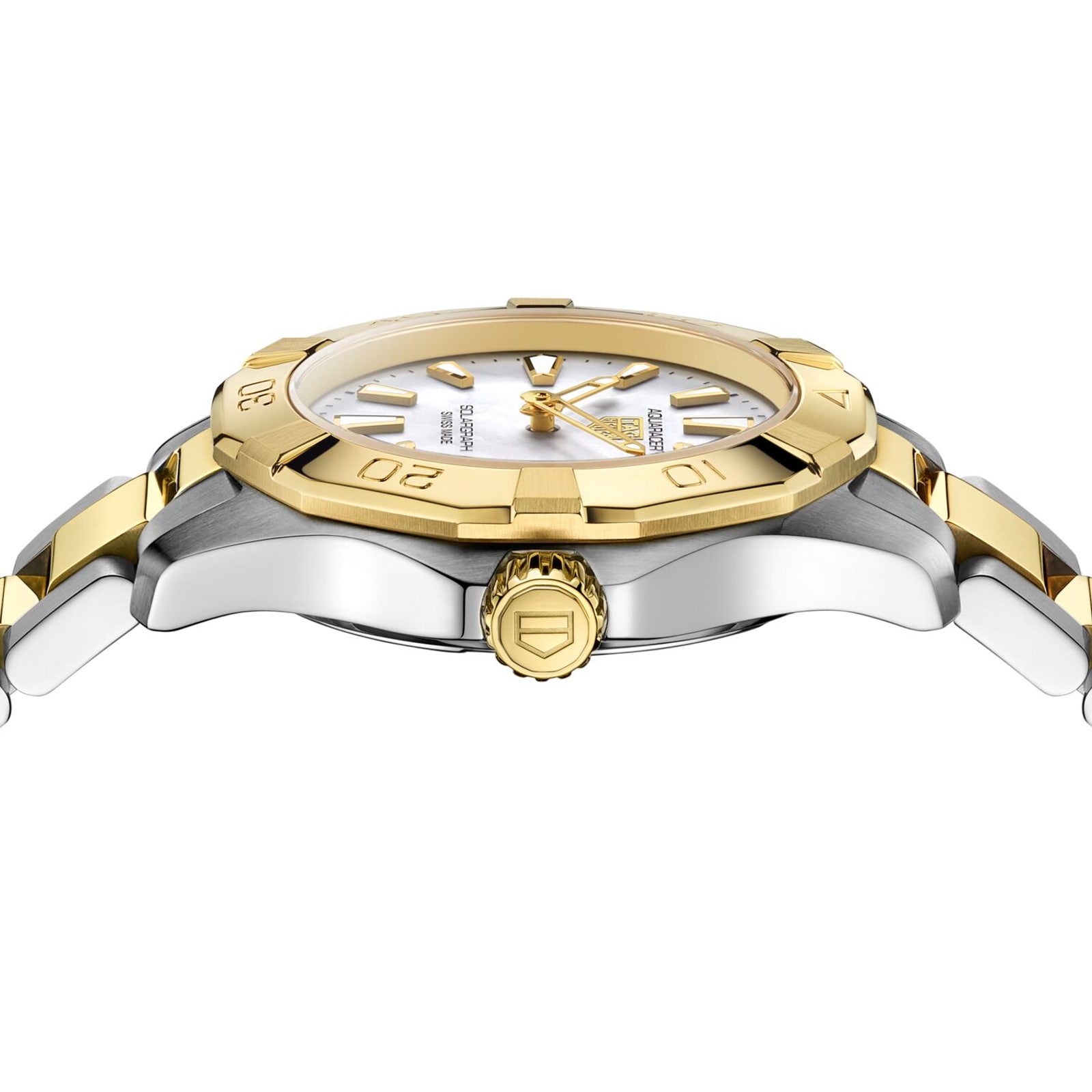 TAG Heuer Aquaracer Professional 100 Solargraph 28mm Ladies Watch 18k Yellow Gold TAG Heuer Aquaracer Professional 100 Solargraph 28mm Ladies Watch 18k Yellow Gold