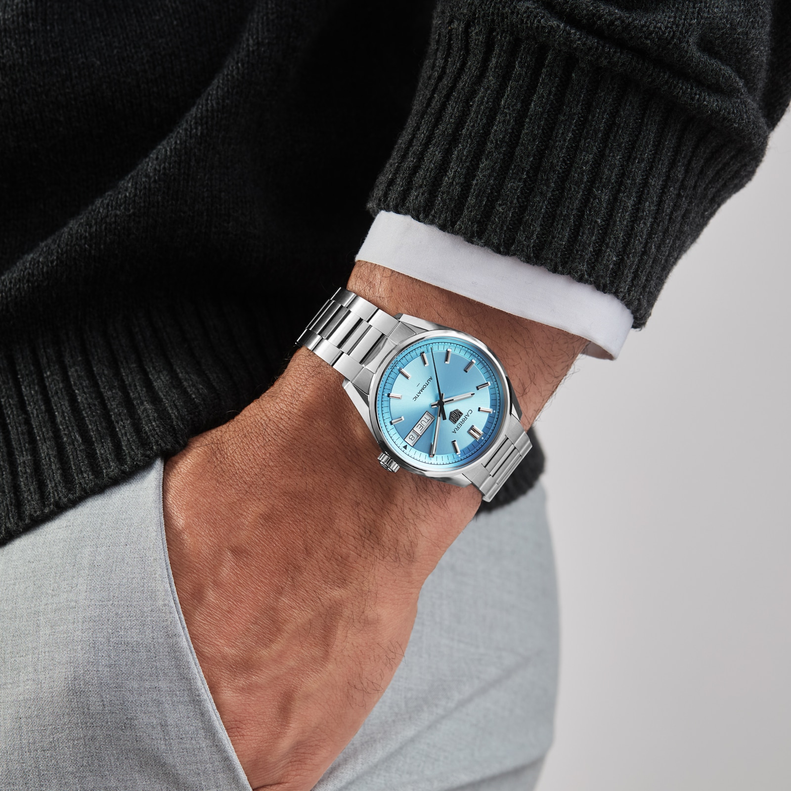 TAG Heuer Carrera 41mm Ice Blue Dial Mens Limited Edition Watch Exclusive to The Watches of Switzerland Group
