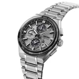 Seiko Astron GPS Solar Dual-Time Chronograph 44mm Mens Watch Silver