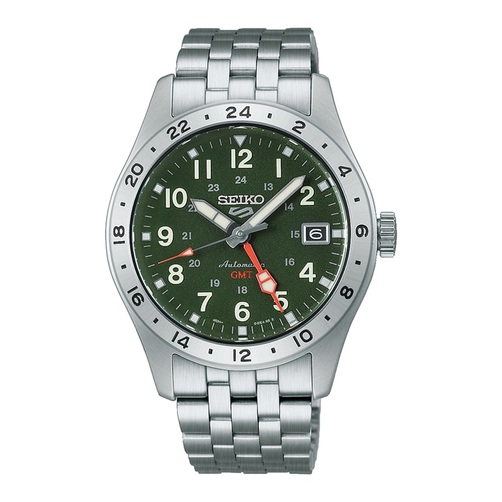 Seiko 5 Sports 5 Sports Field GMT Khaki Drill Green Mens Watch Seiko 5 Sports 5 Sports Field GMT Khaki Drill Green Mens Watch