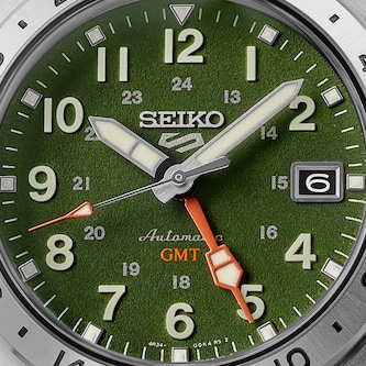 Seiko 5 Sports 5 Sports Field GMT Khaki Drill Green Mens Watch Seiko 5 Sports 5 Sports Field GMT Khaki Drill Green Mens Watch