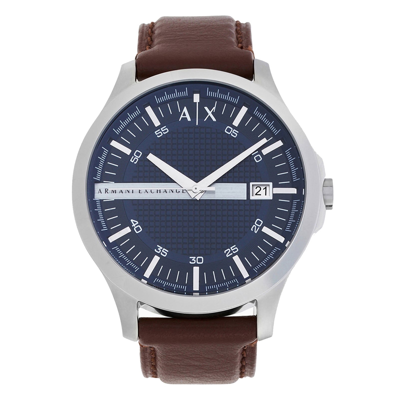 Armani Exchange Hampton Three-Hand Date Black Leather Mens Watch
