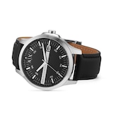 Armani Exchange Three-Hand Date Black Leather Mens Watch