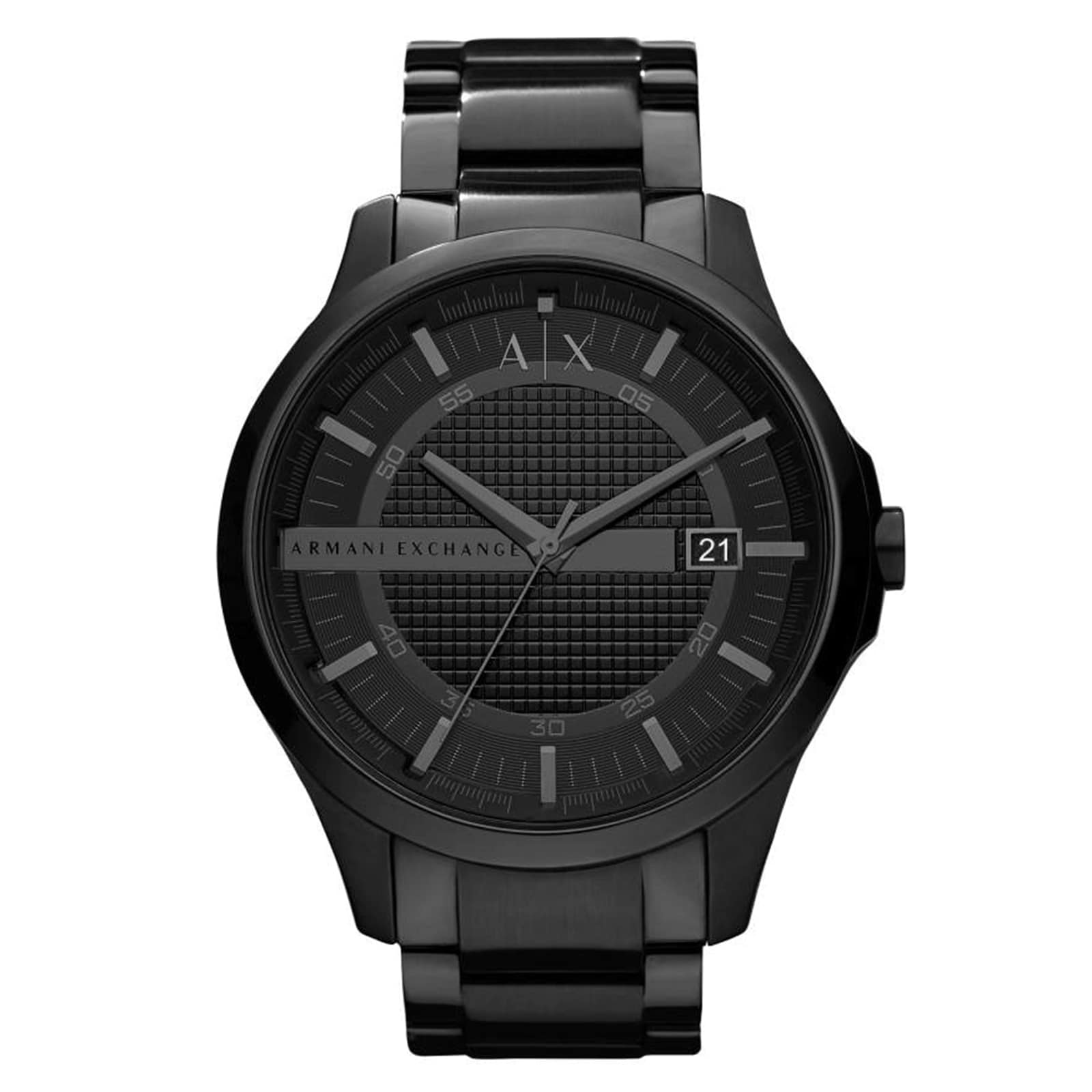 Armani Exchange Hampton Three-Hand Date Black Stainless Steel Mens Watch