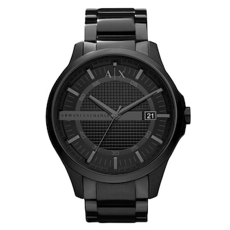 Armani Exchange Three-Hand Date Black Stainless Steel Mens Watch
