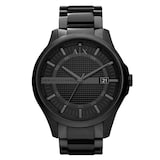 Armani Exchange Three-Hand Date Black Stainless Steel Mens Watch