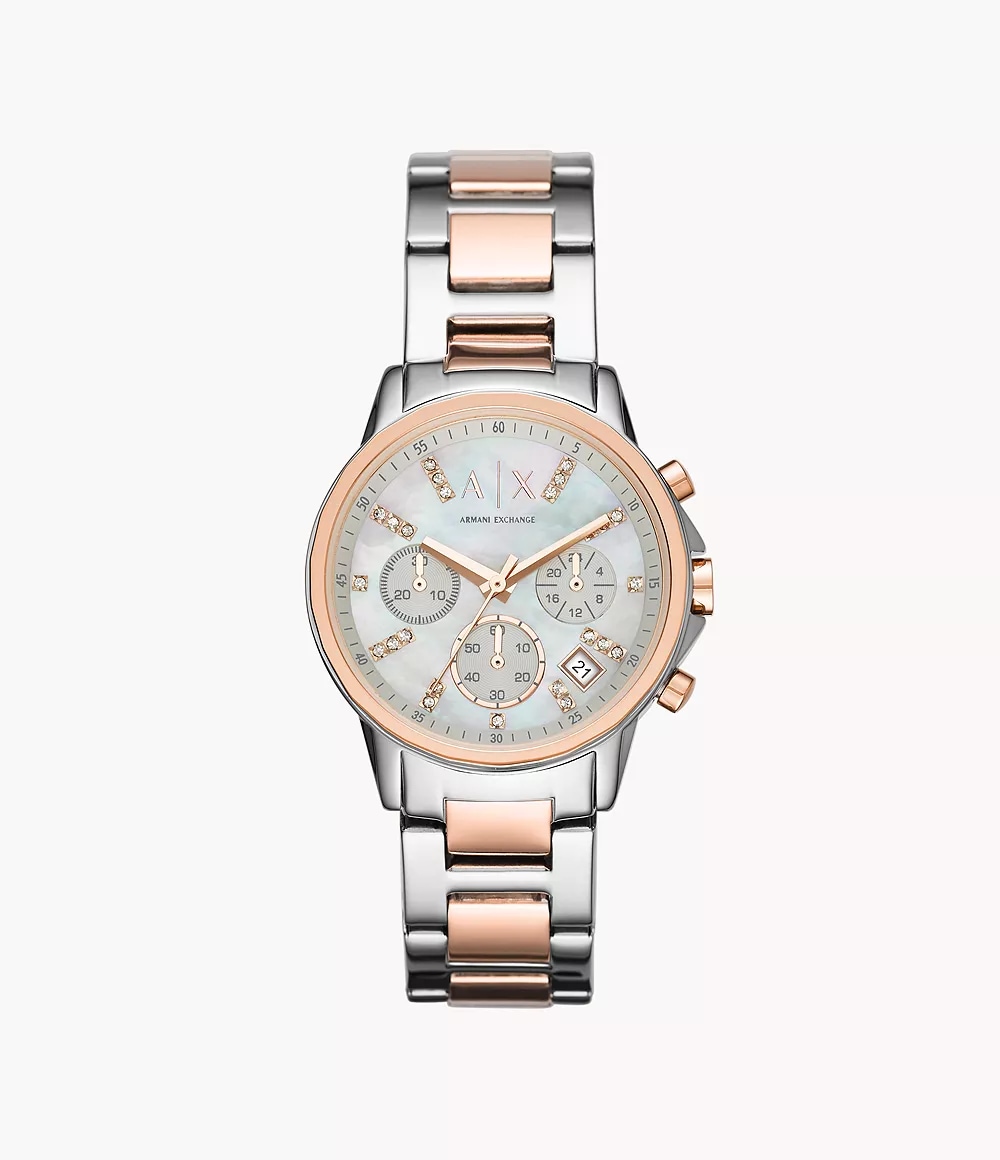 Armani Exchange Chronograph Silver-Tone Stainless Steel Ladies Watch Armani Exchange Chronograph Silver-Tone Stainless Steel Ladies Watch