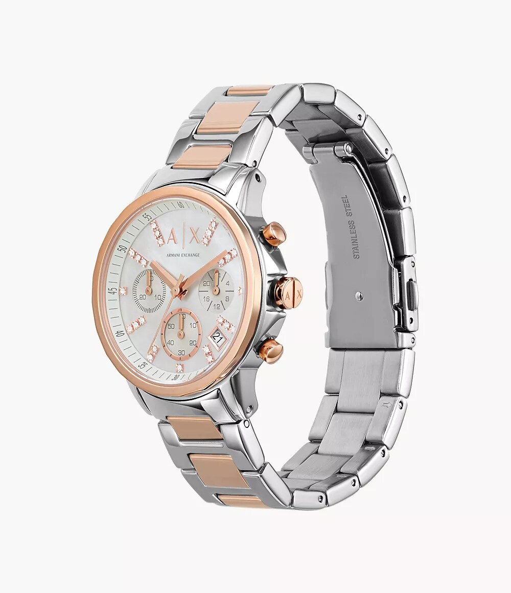 Armani Exchange Chronograph Silver-Tone Stainless Steel Ladies Watch Armani Exchange Chronograph Silver-Tone Stainless Steel Ladies Watch