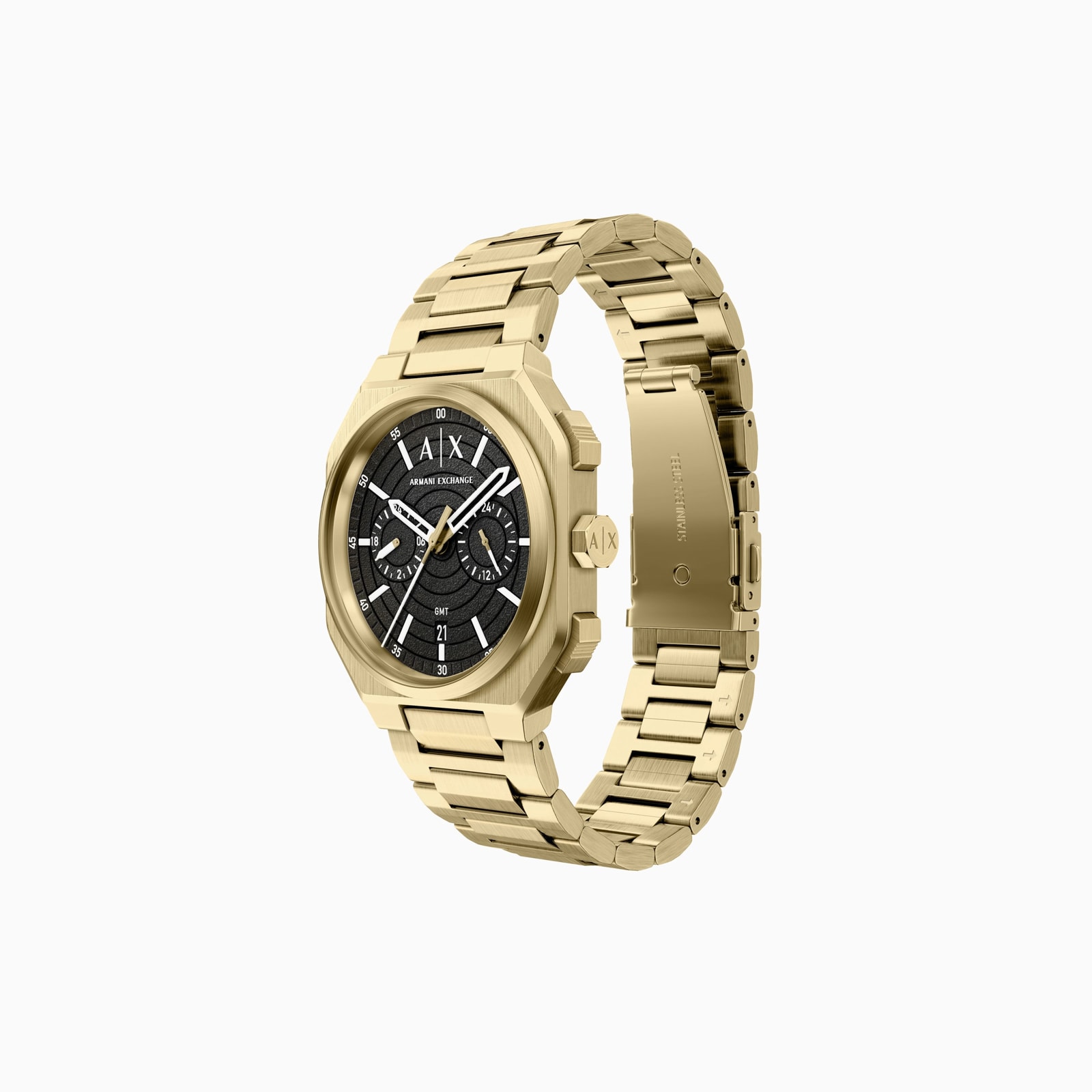 Armani Exchange Bass Dual-Time Stainless Steel Mens Watch Black