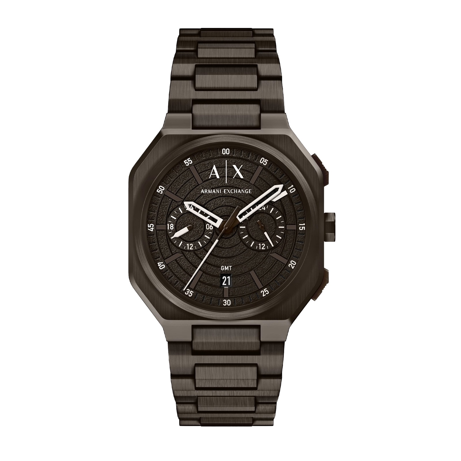 Armani Exchange Mens Bass Dual-Time Brown Bracelet Watch AX1479