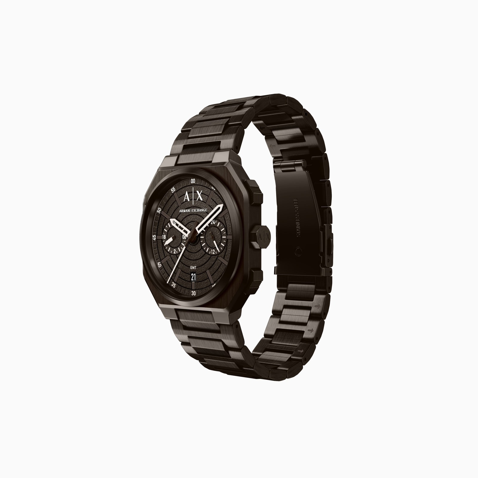 Armani Exchange Bass Dual-Time Stainless Steel Mens Watch Black