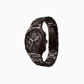Armani Exchange Bass Dual-Time Stainless Steel Mens Watch Black