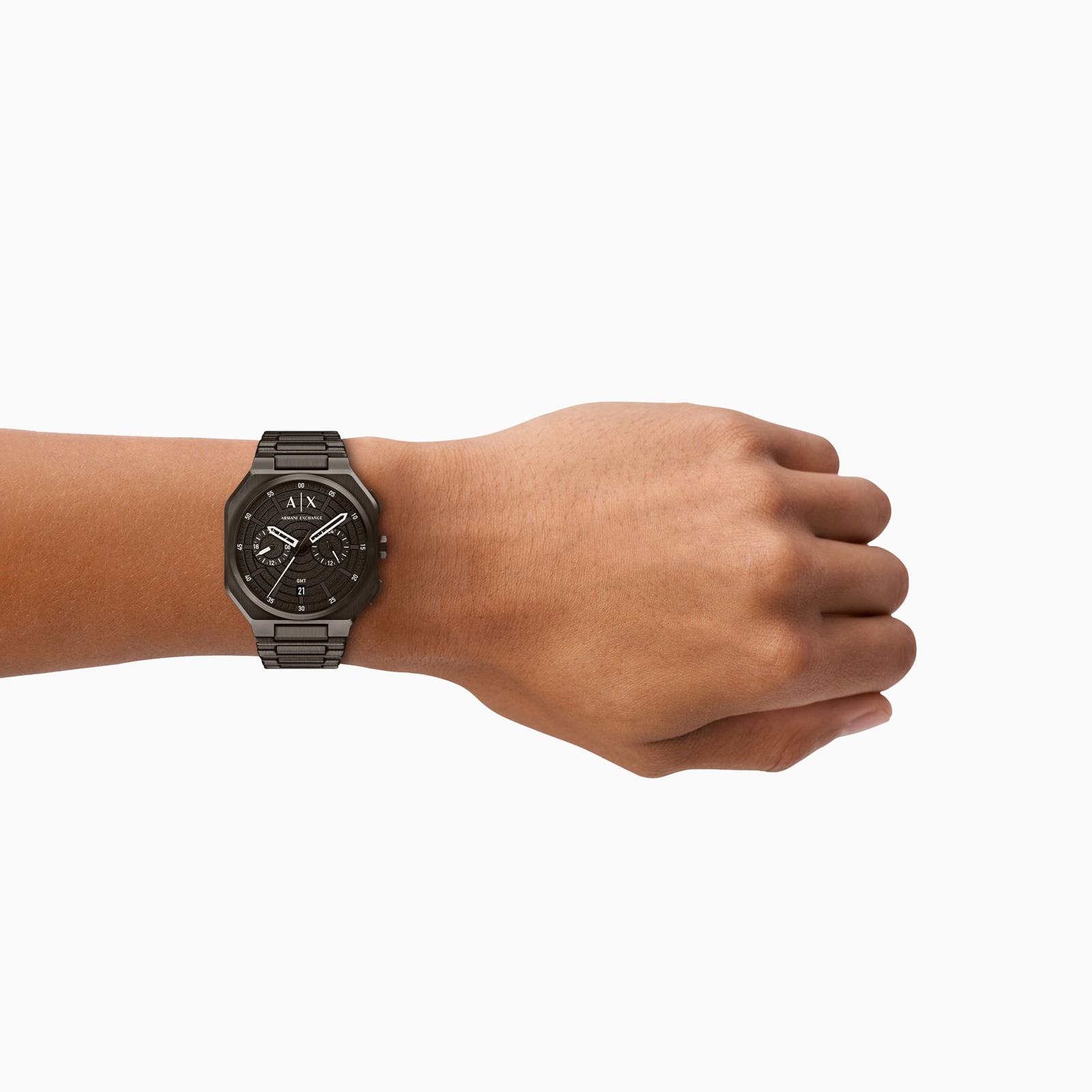 Armani Exchange Bass Dual-Time Stainless Steel Mens Watch Black