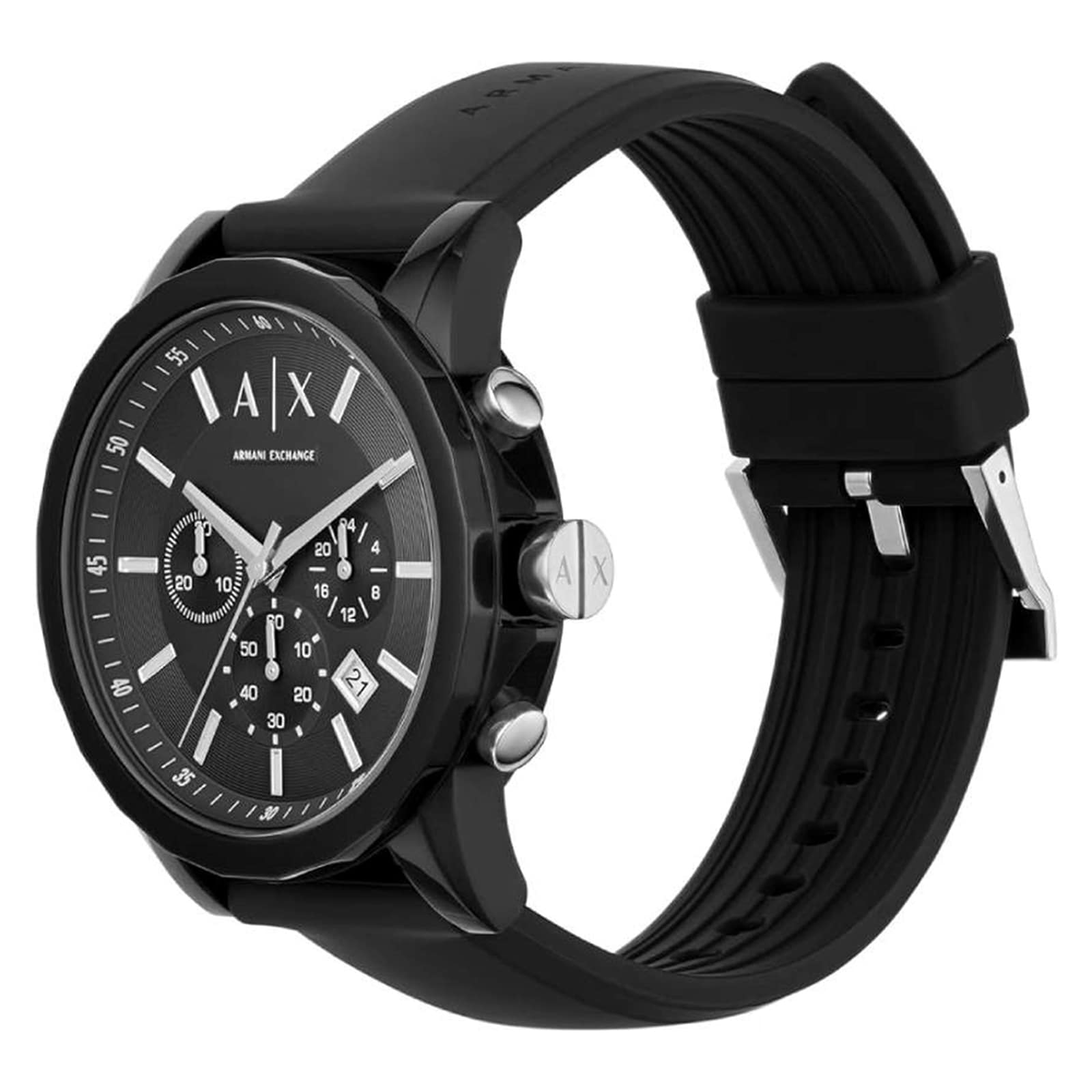 Armani Exchange Chronograph Black Silicone Mens Watch