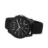 Armani Exchange Chronograph Black Silicone Mens Watch