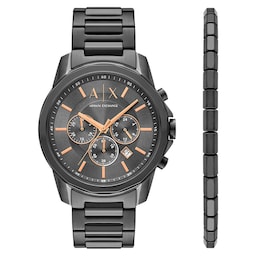 17430441 - Banks Chronograph Gunmetal Stainless Steel Watch and Bracelet Gift Set