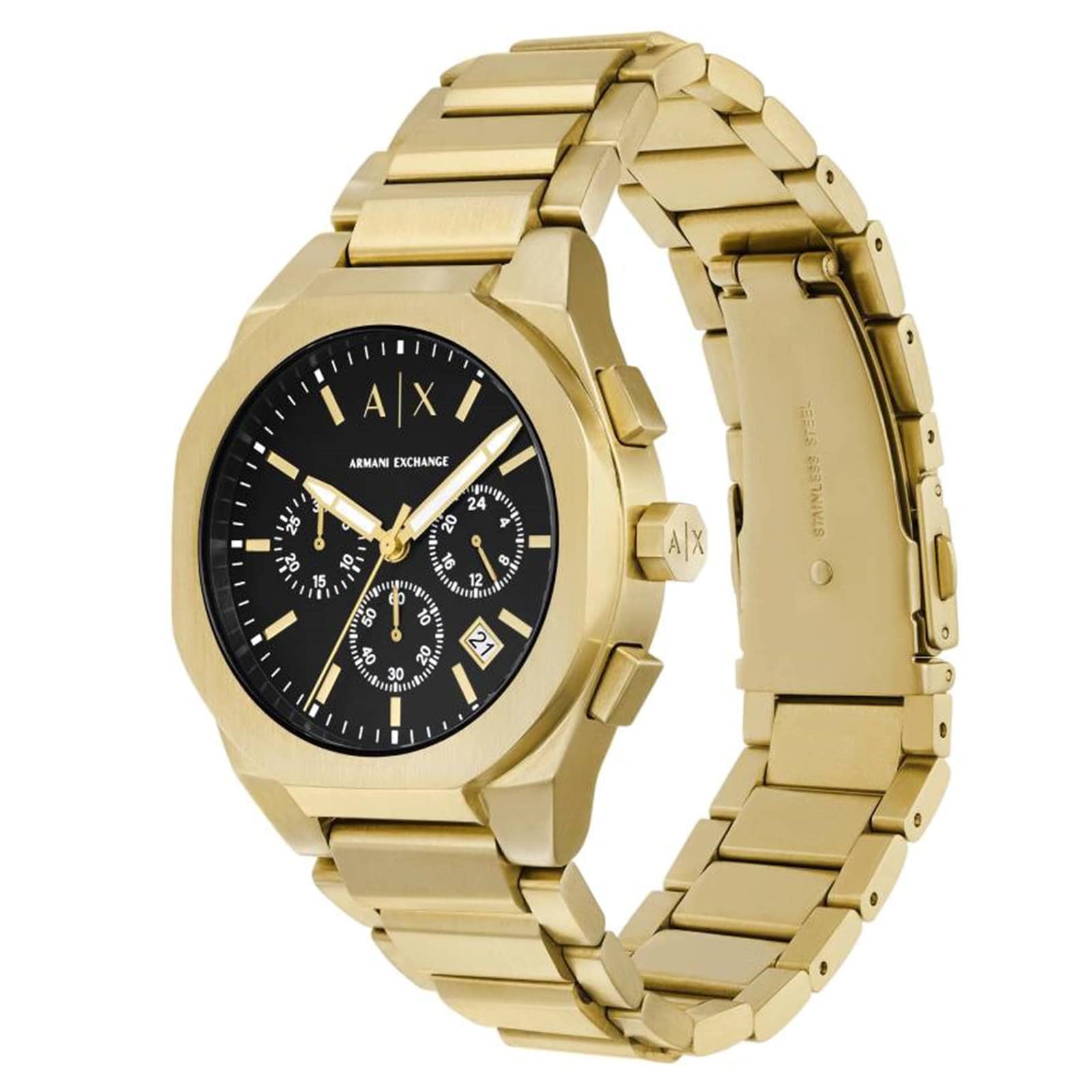 Armani Exchange Sync Chronograph Gold-Tone Stainless Steel Mens Watch Armani Exchange Sync Chronograph Gold-Tone Stainless Steel Mens Watch