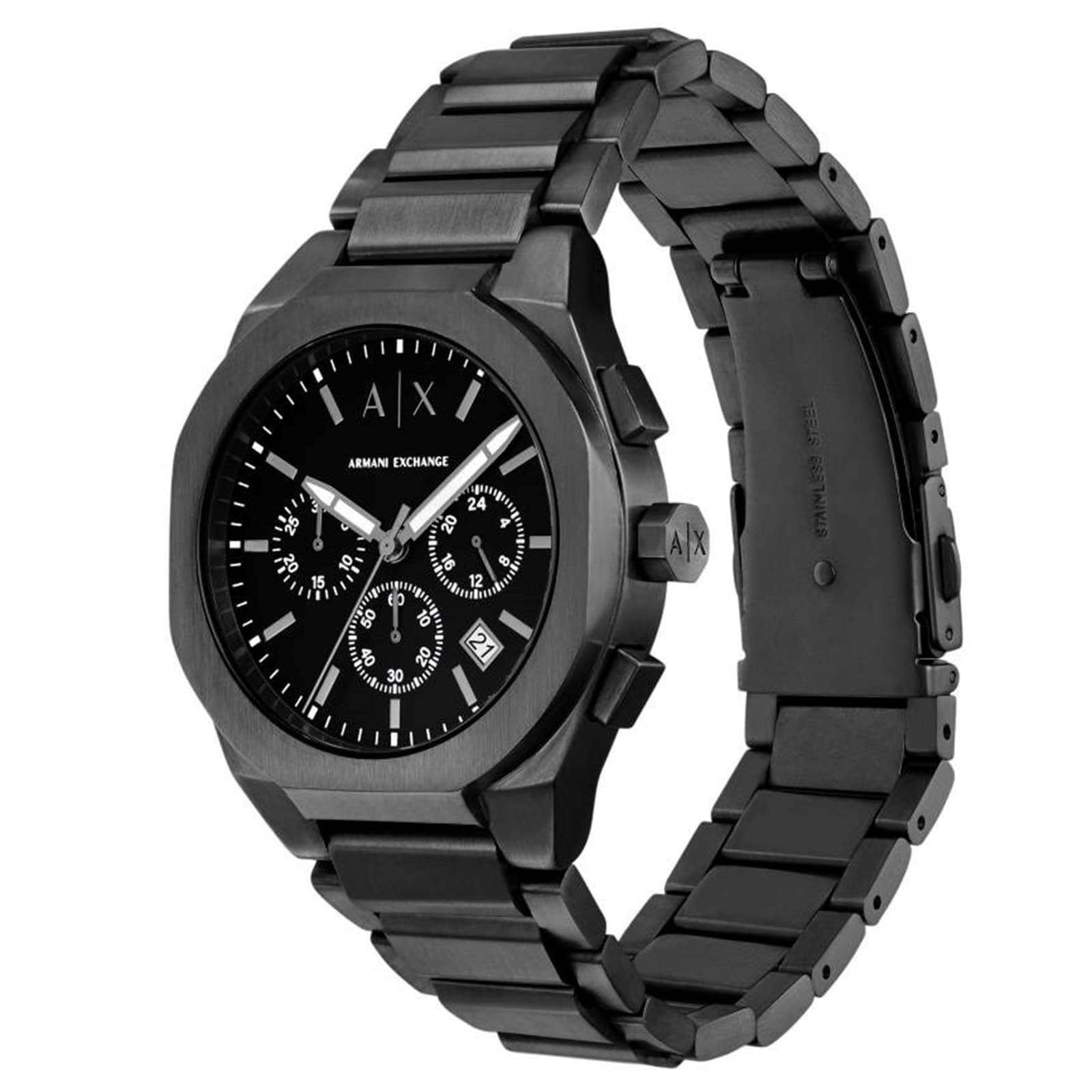 Armani Exchange Sync Chronograph Black Stainless Steel Mens Watch Armani Exchange Sync Chronograph Black Stainless Steel Mens Watch