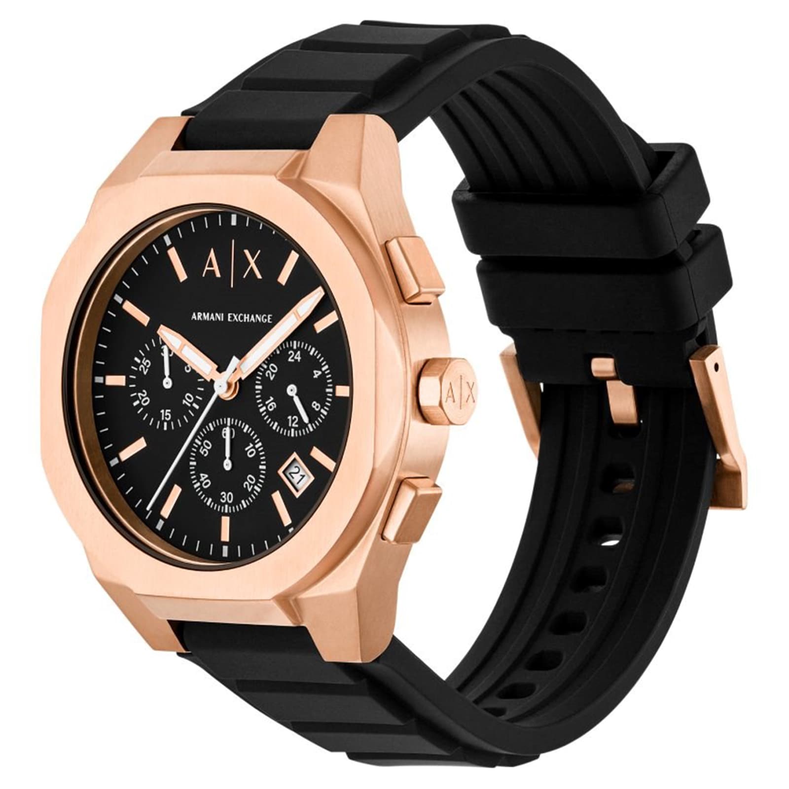 Armani Exchange Sync Chronograph Black Silicone Mens Watch