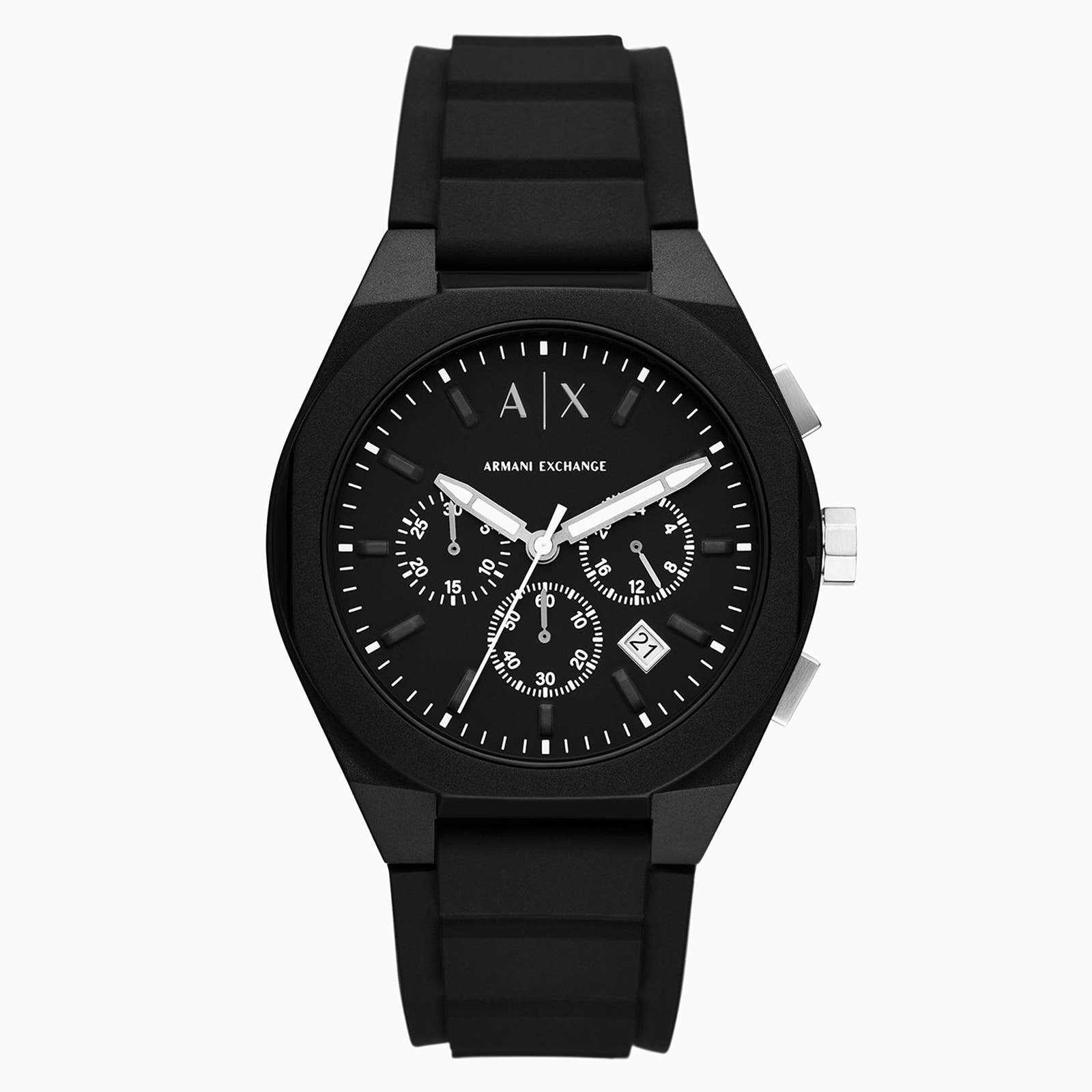 Armani Exchange Sync Chronograph Black Silicone Mens Watch
