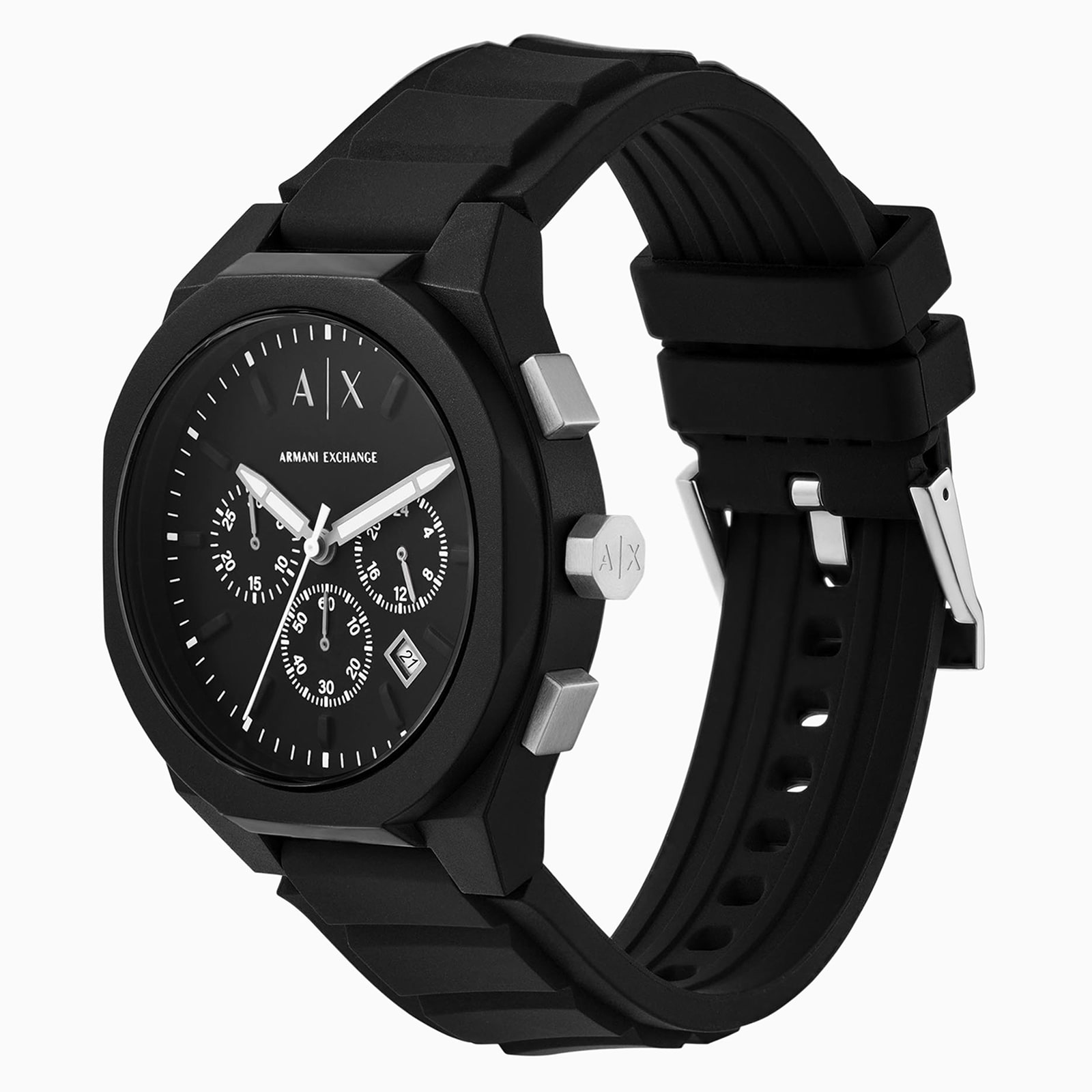 Armani Exchange Sync Chronograph Black Silicone Mens Watch