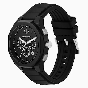 Armani Exchange Sync Chronograph Black Silicone Mens Watch