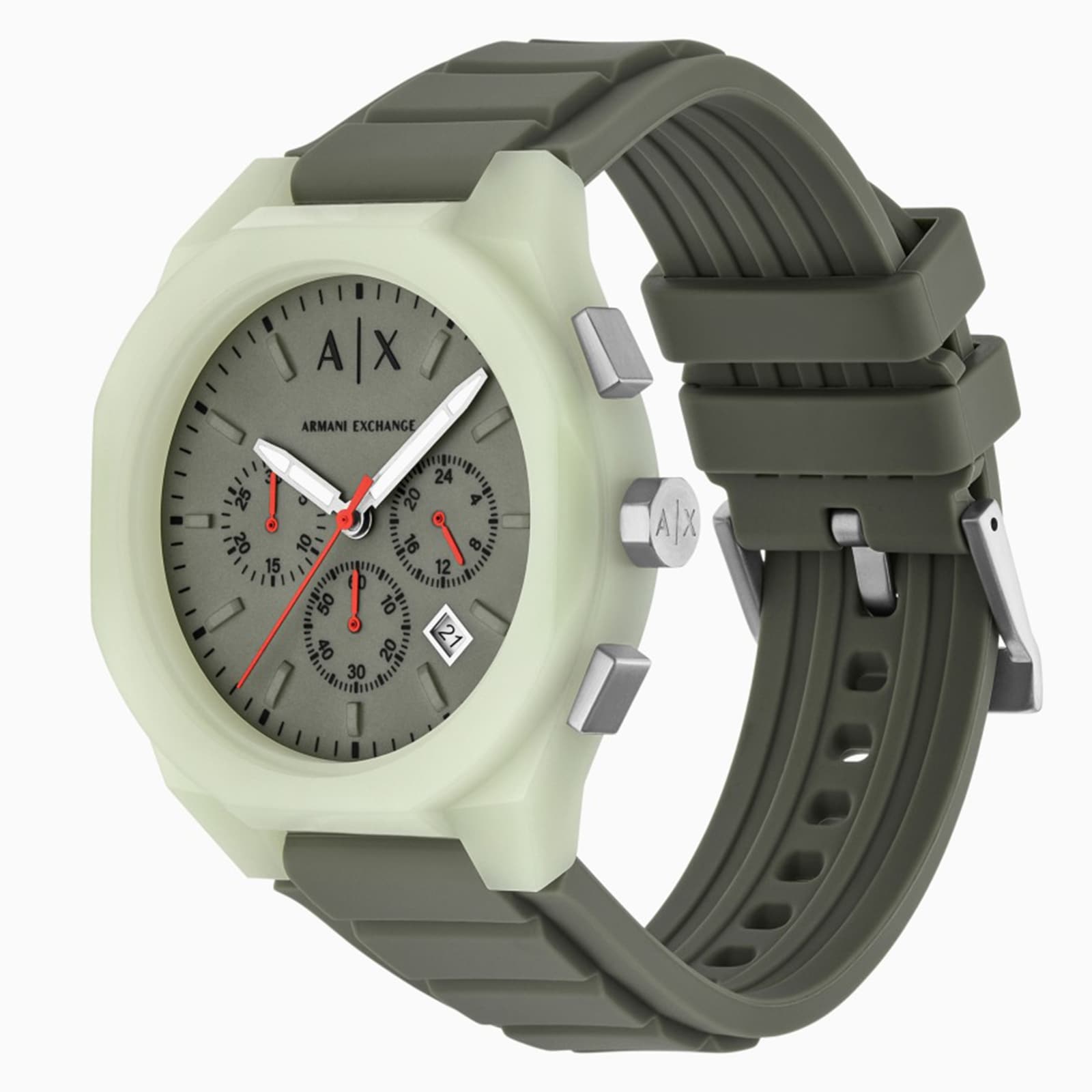 Armani Exchange Sync Chronograph Green Silicone Mens Watch