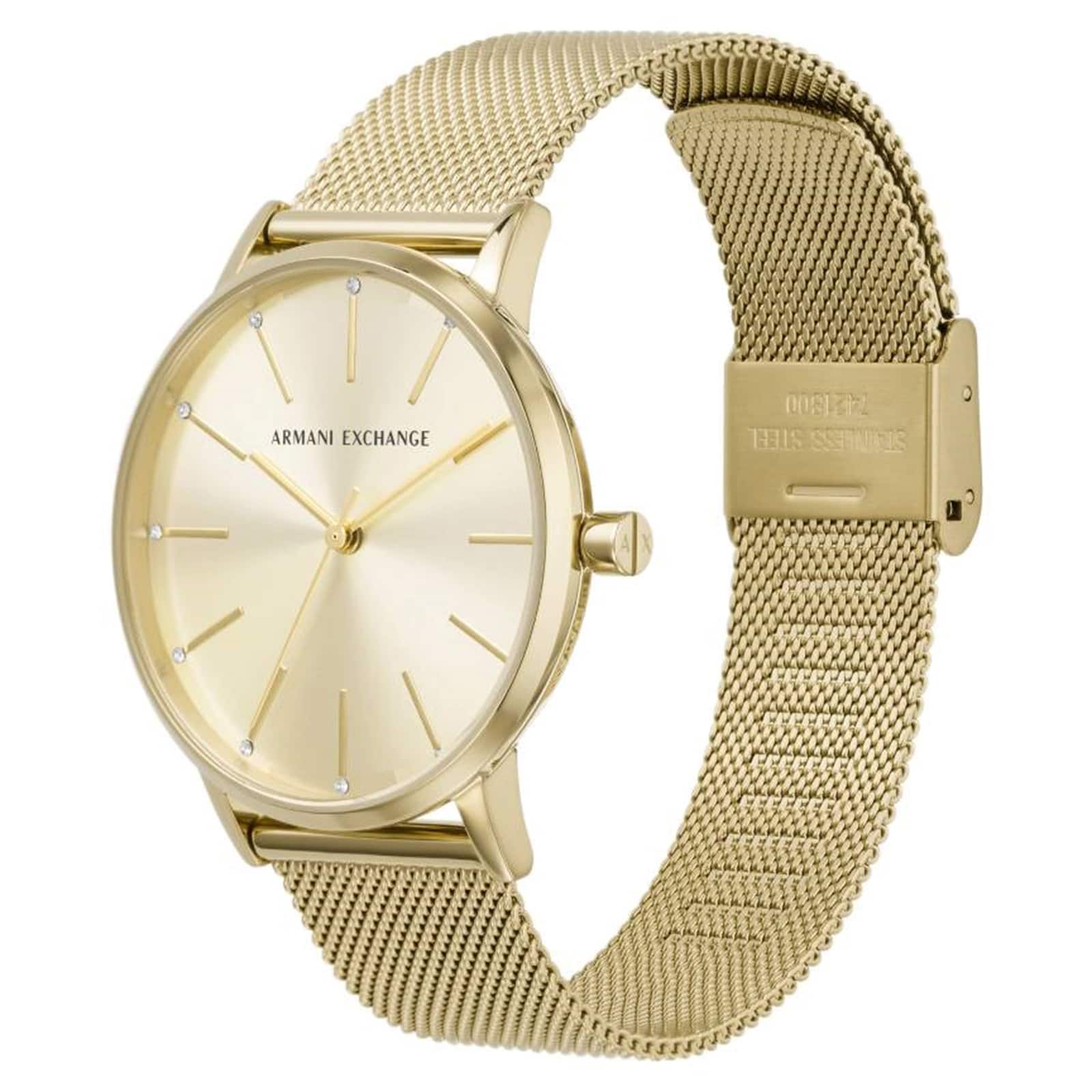 Armani Exchange Three-Hand Rose Gold-Tone Steel Ladies Watch Armani Exchange Three-Hand Rose Gold-Tone Steel Ladies Watch