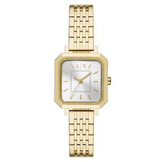 Armani Exchange Leila Three-Hand Gold-Tone Stainless Steel Ladies Watch