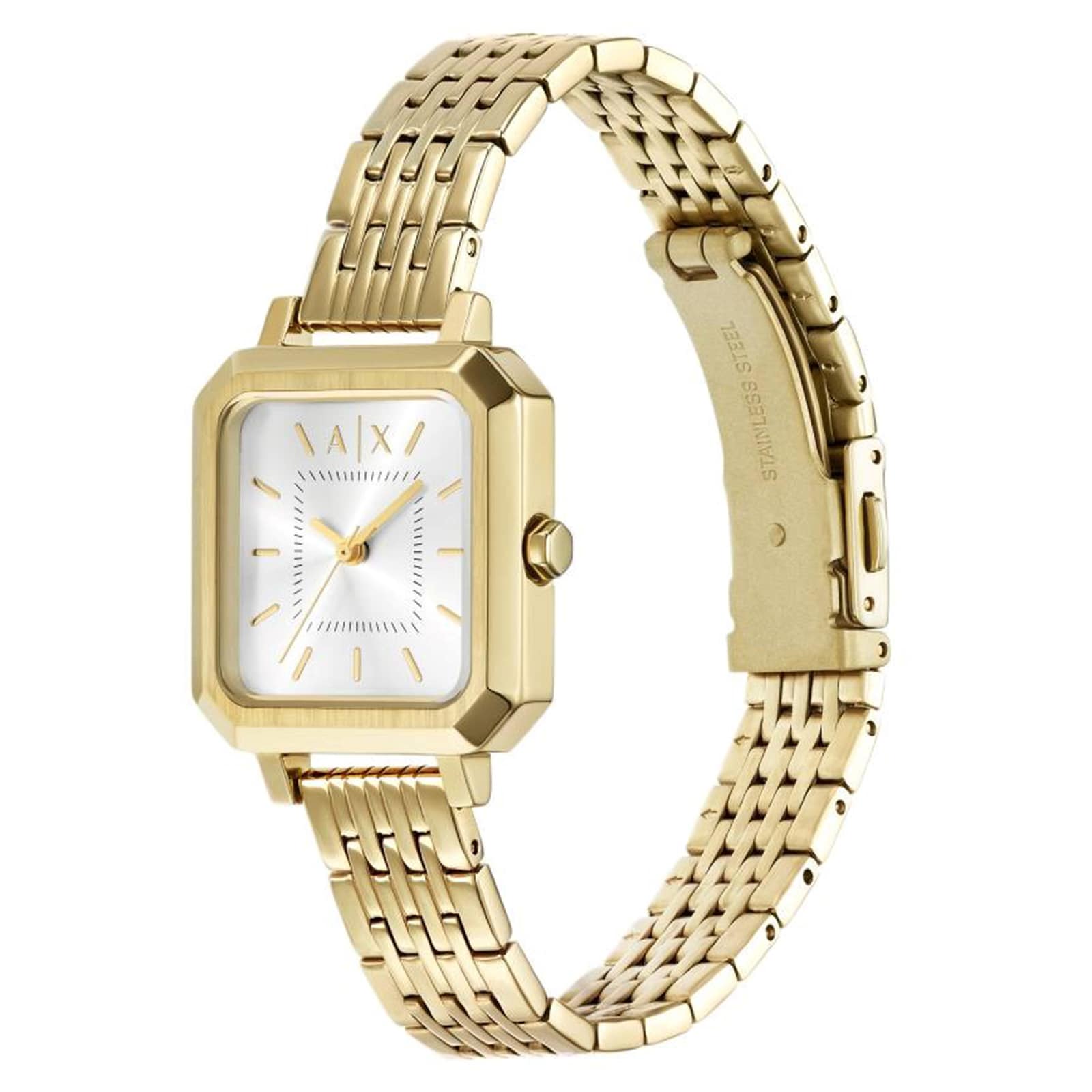 Armani Exchange Three-Hand Gold-Tone Stainless Steel Ladies Watch Armani Exchange Three-Hand Gold-Tone Stainless Steel Ladies Watch