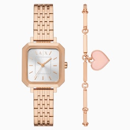 17430464 - Leila Three-Hand Rose Gold-Tone Stainless Steel Watch and Bracelet Set
