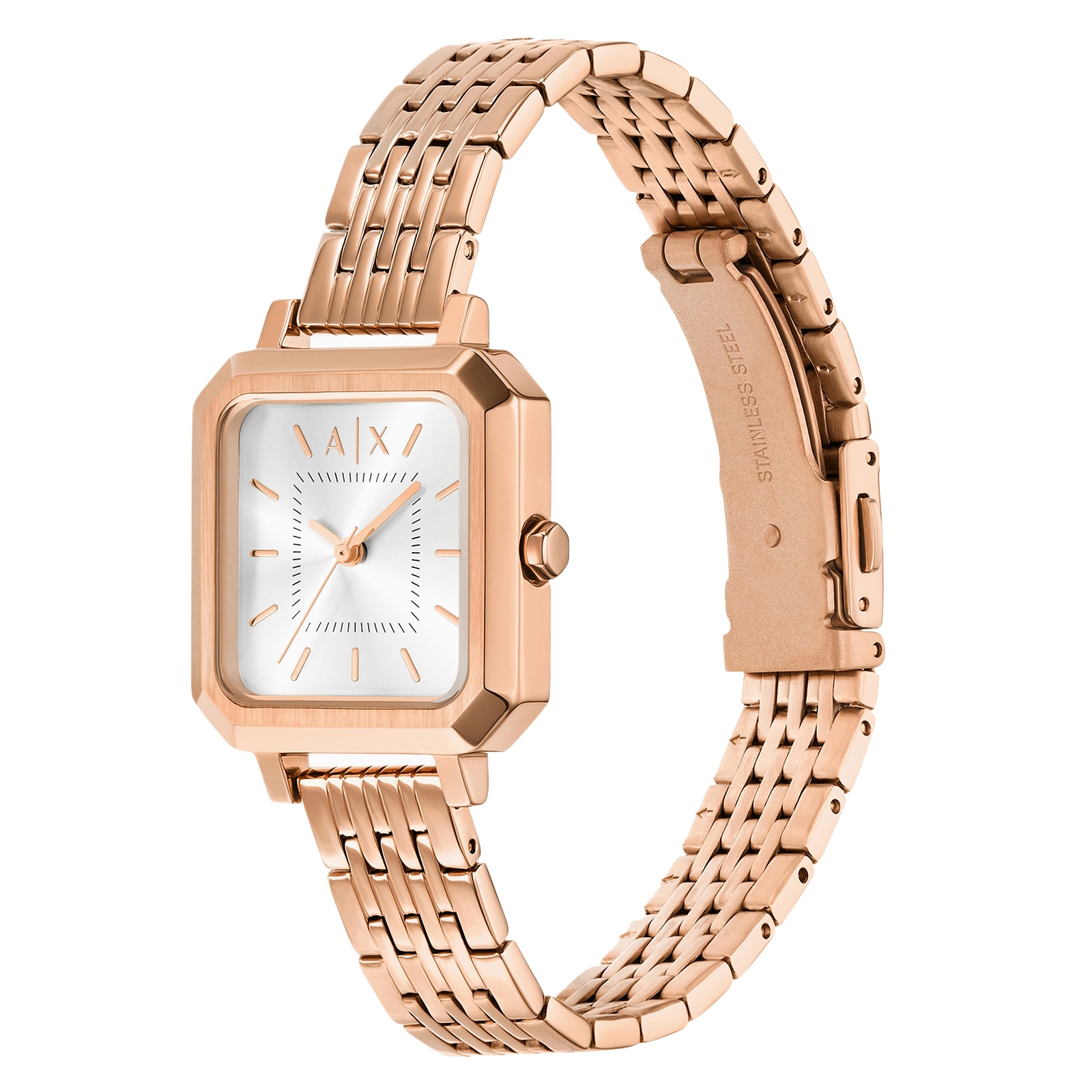 Armani Exchange Leila Three-Hand Rose Gold-Tone Stainless Steel Watch and Bracelet Set