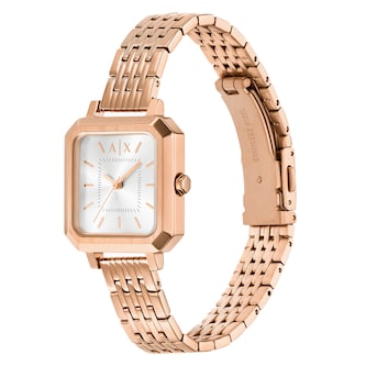 Armani Exchange Leila Three-Hand Rose Gold-Tone Stainless Steel Watch and Bracelet Set