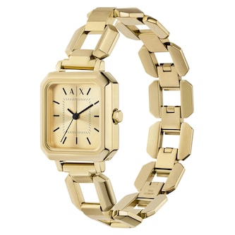 Armani Exchange Leila Three-Hand Gold-Tone Stainless Steel Ladies Watch