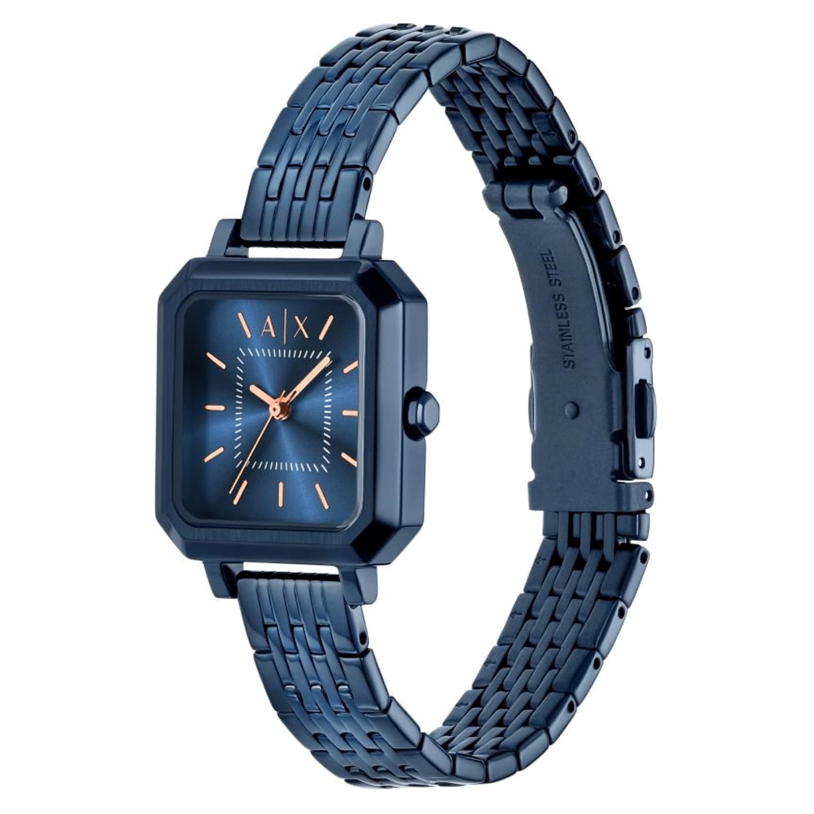 Armani Exchange Leila Three-Hand Blue Stainless Steel Ladies Watch