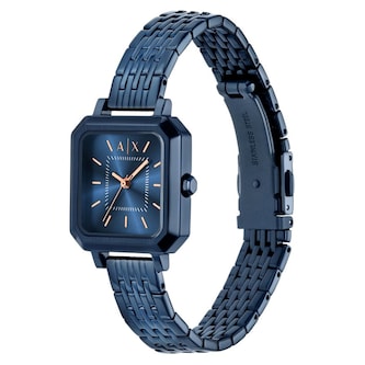 Armani Exchange Leila Three-Hand Blue Stainless Steel Ladies Watch