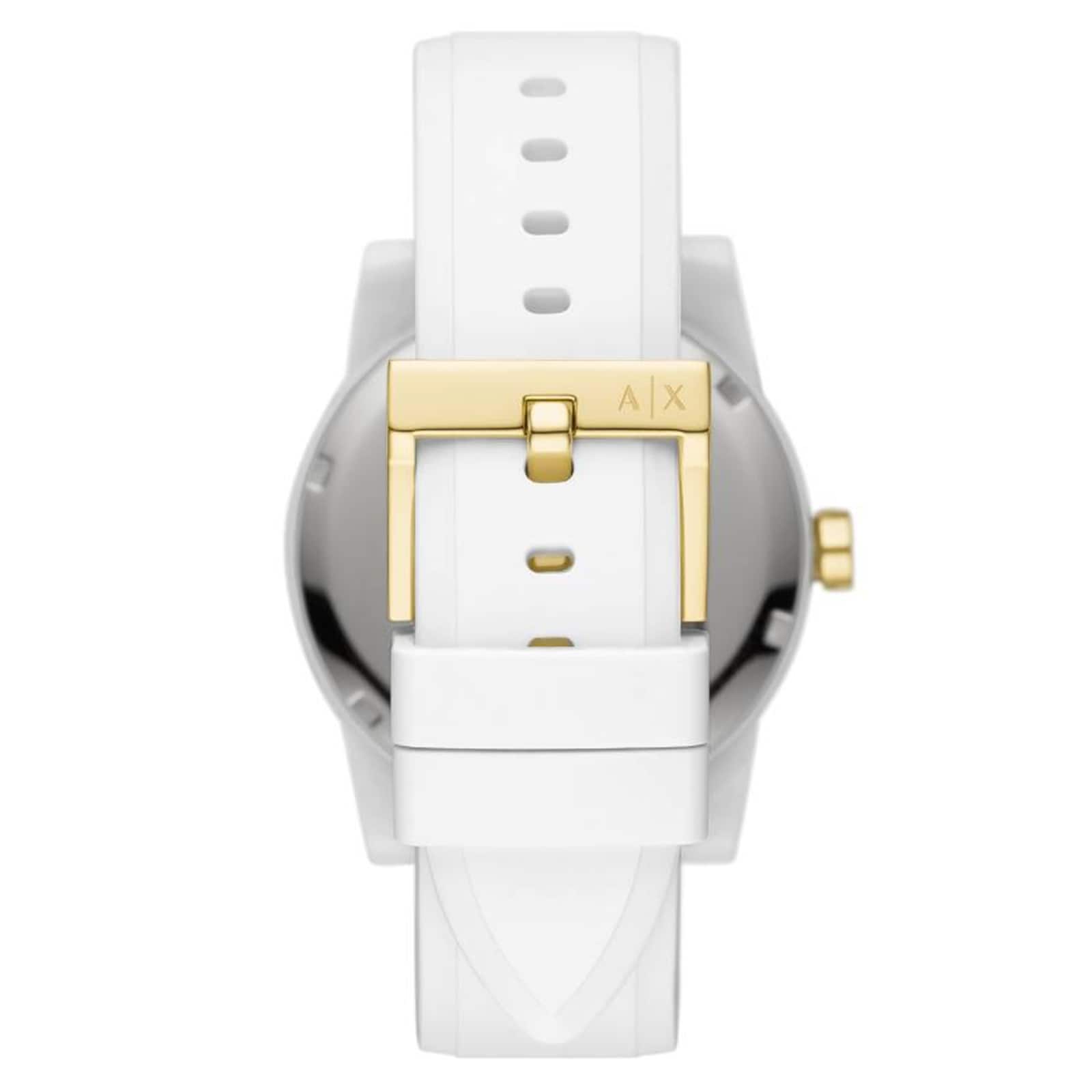 Armani Exchange Three-Hand White Silicone Watch and Luggage Tag Gift Set Armani Exchange Three-Hand White Silicone Watch and Luggage Tag Gift Set