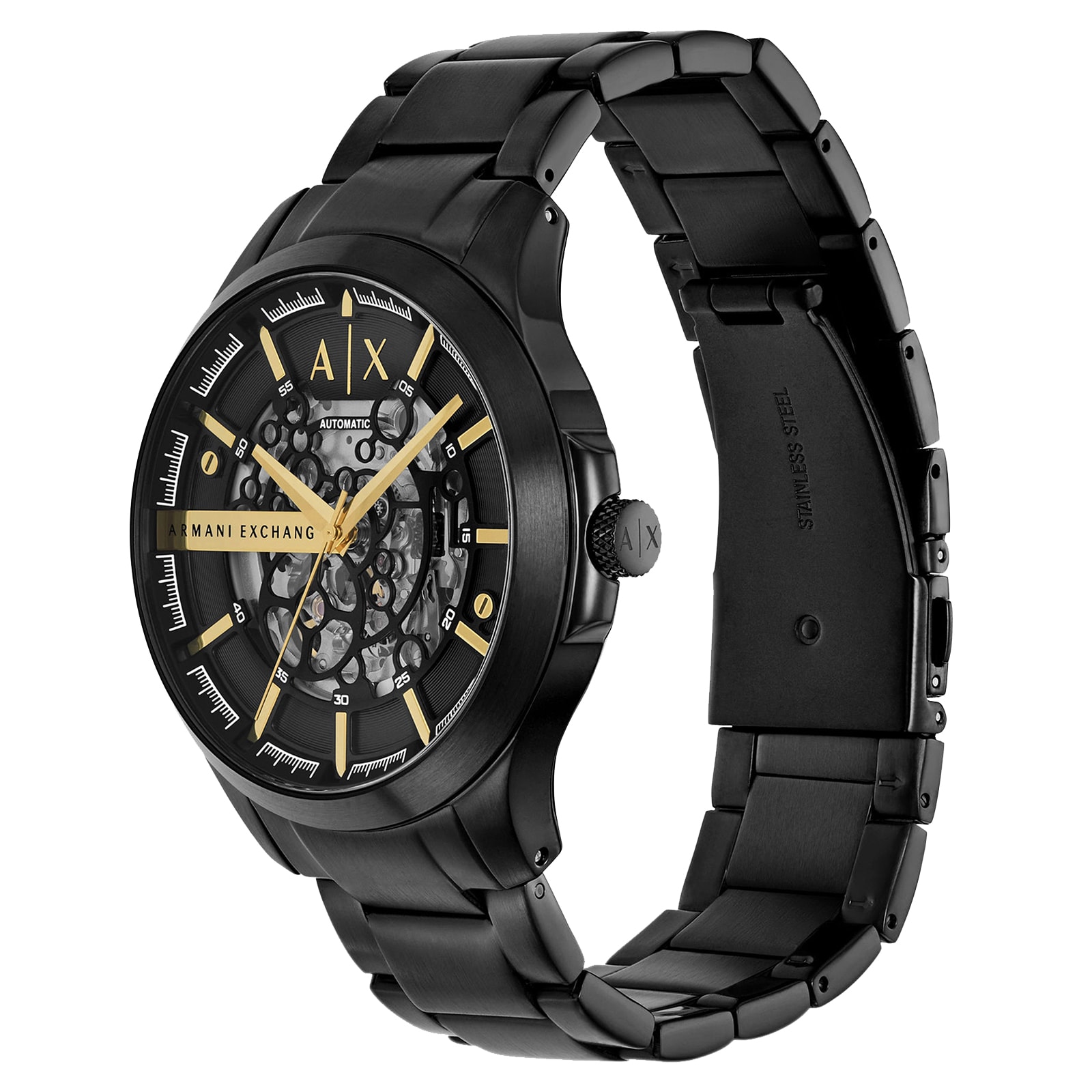 Armani Exchange Automatic Black Stainless Steel Mens Watch Armani Exchange Automatic Black Stainless Steel Mens Watch