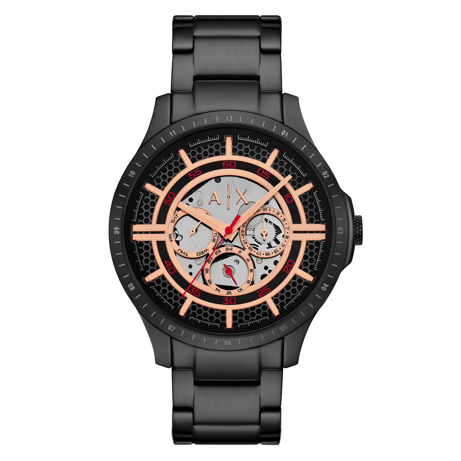Armani Exchange Hampton Multifunction Black Stainless Steel Mens Watch