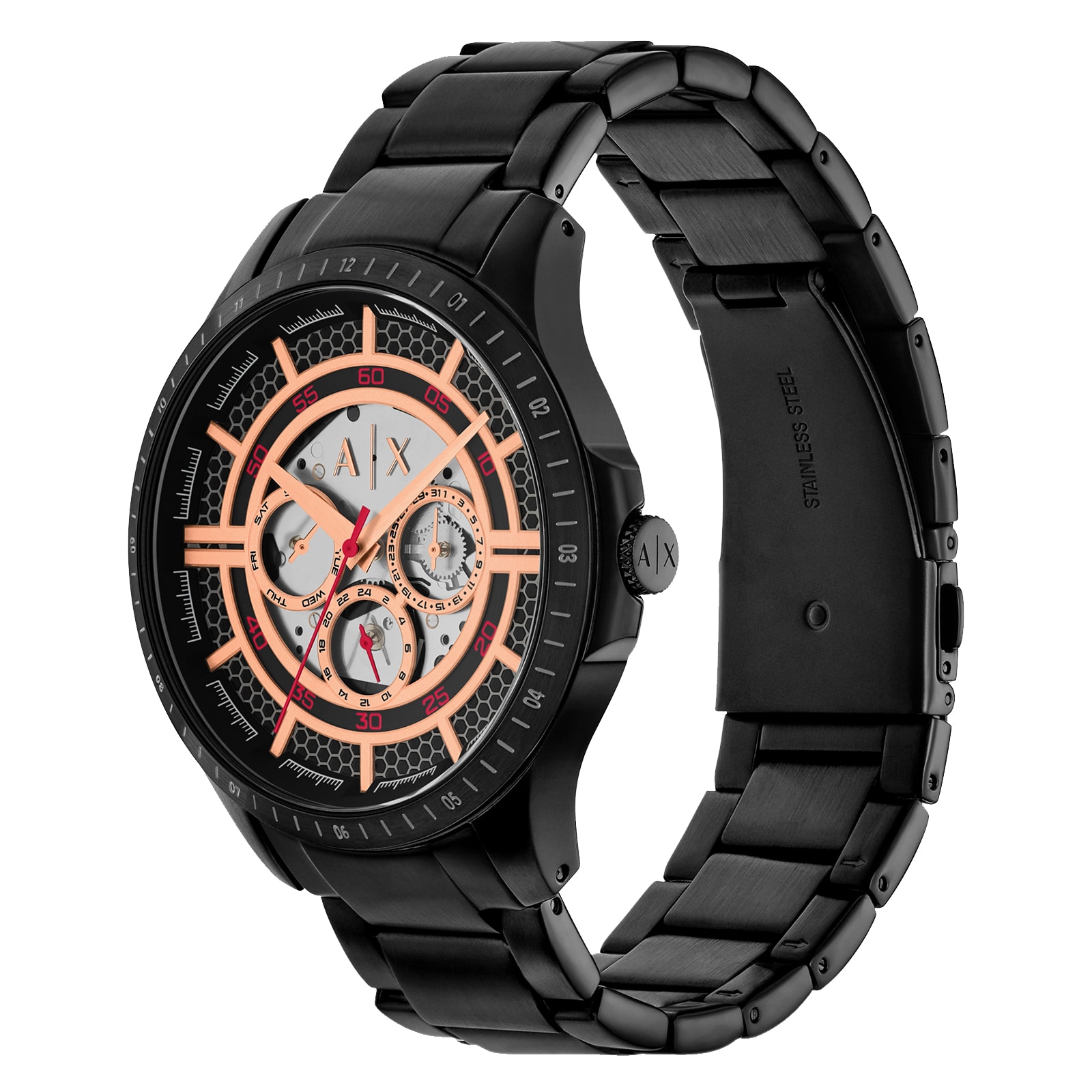 Armani Exchange Hampton Multifunction Black Stainless Steel Mens Watch