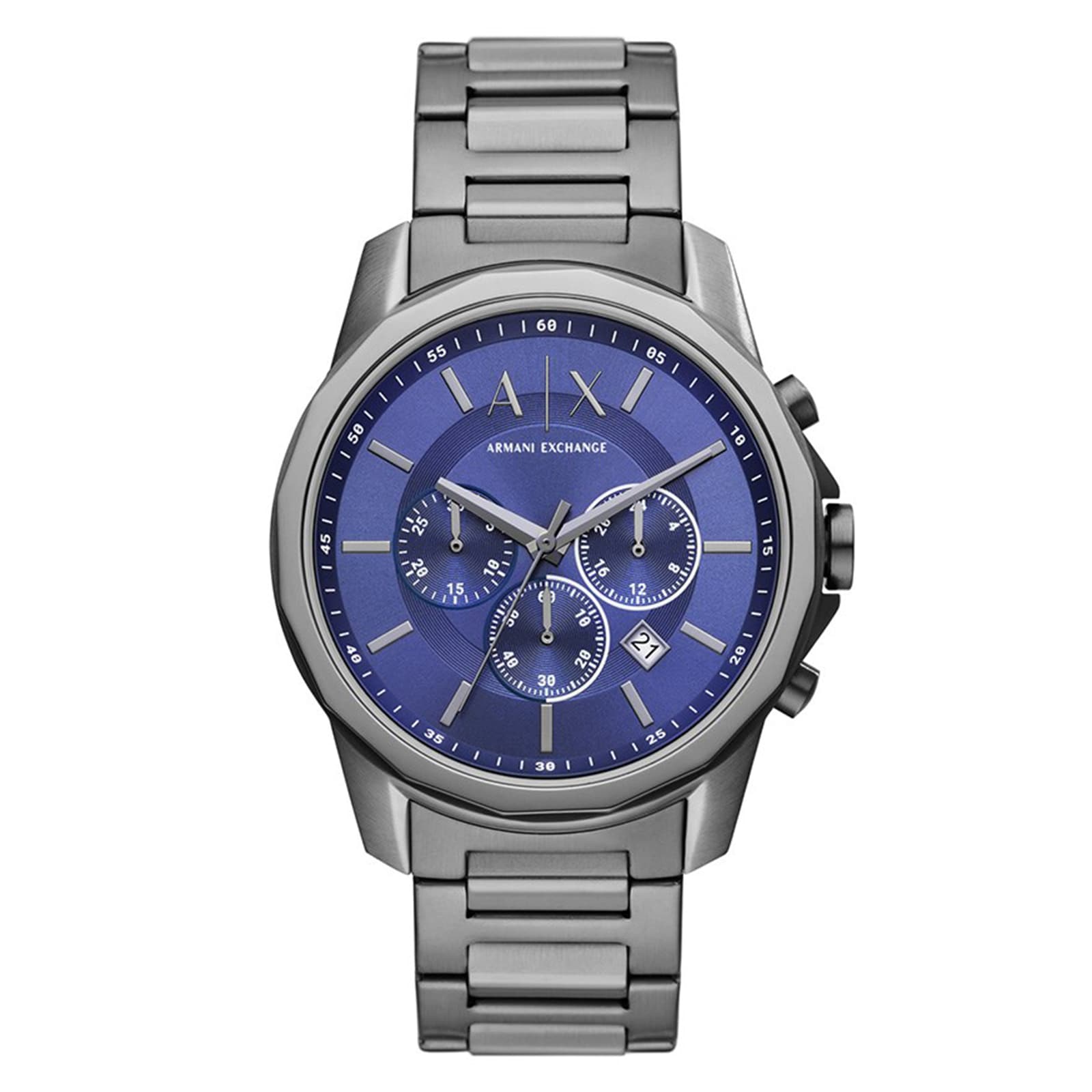 Armani Exchange Banks Chronograph Stainless Steel Blue Dial Mens Watch