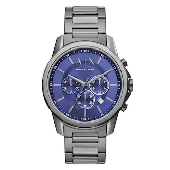 Armani Exchange Banks Chronograph Stainless Steel Blue Dial Mens Watch