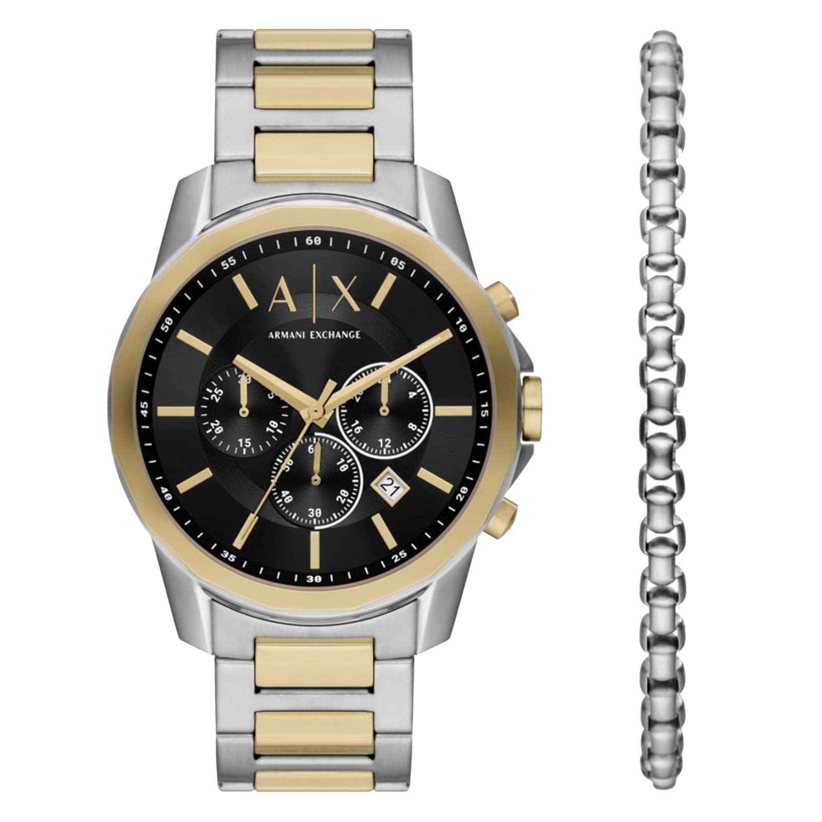 Armani Exchange Banks Chronograph Two-Tone Stainless Steel Watch and Bracelet Set