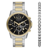 Armani Exchange Chronograph Two-Tone Stainless Steel Watch and Bracelet Set